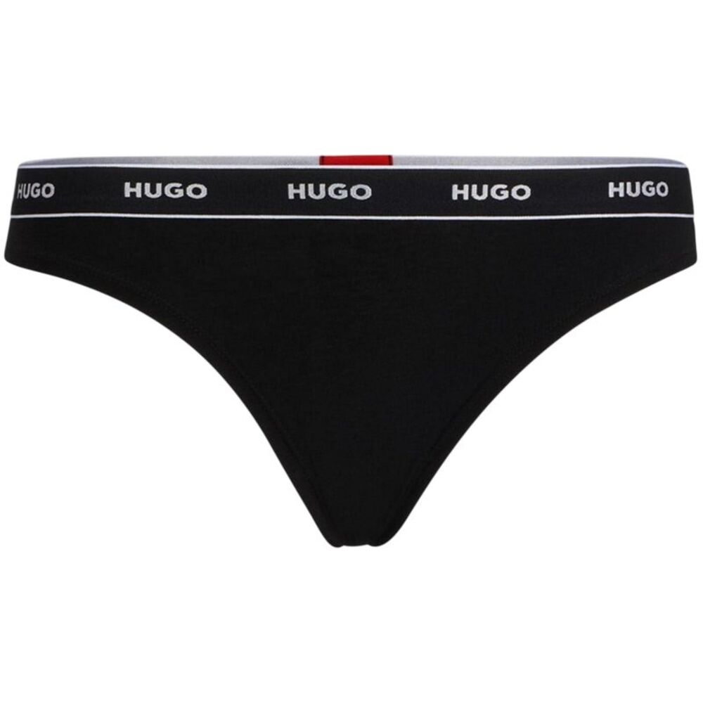 Hugo Womens/Ladies Mid Rise Regular Thong / Black/White